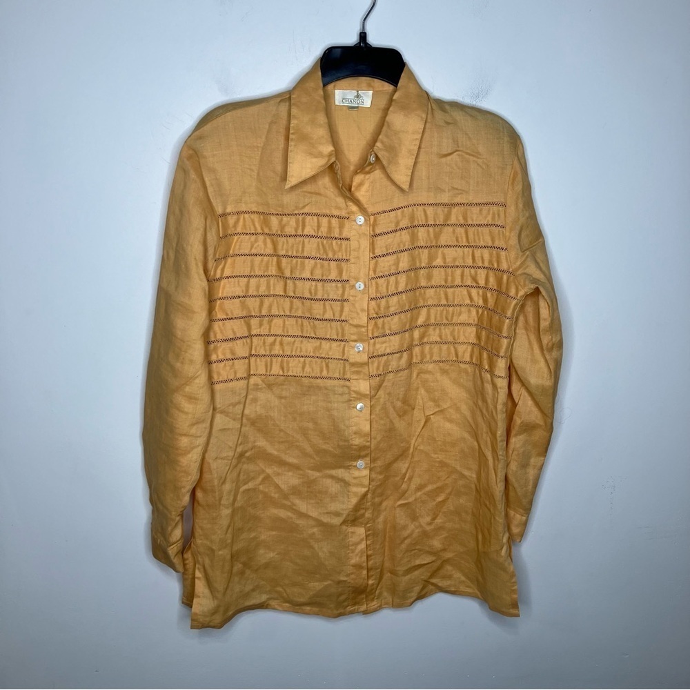 Chanon yellow linen‎ button down shirt size T1